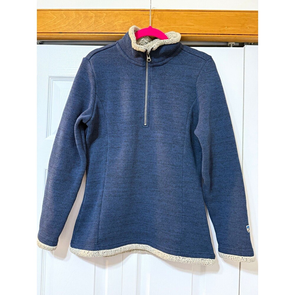 KÜHL Women’s Blue Mock Neck 1/4 Zip Knit Pullover Sweater Size M
